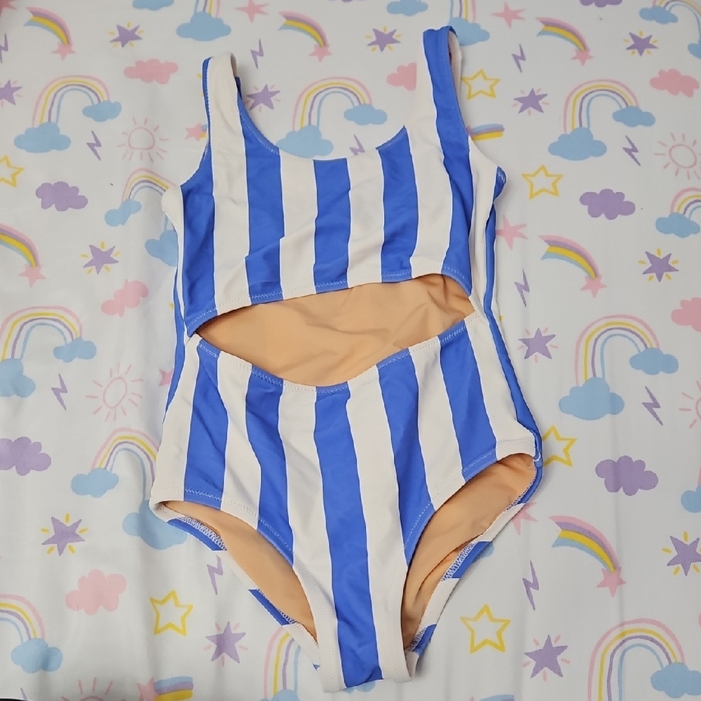 Crewcuts Kids' Swimsuit with Blue and White Stripes